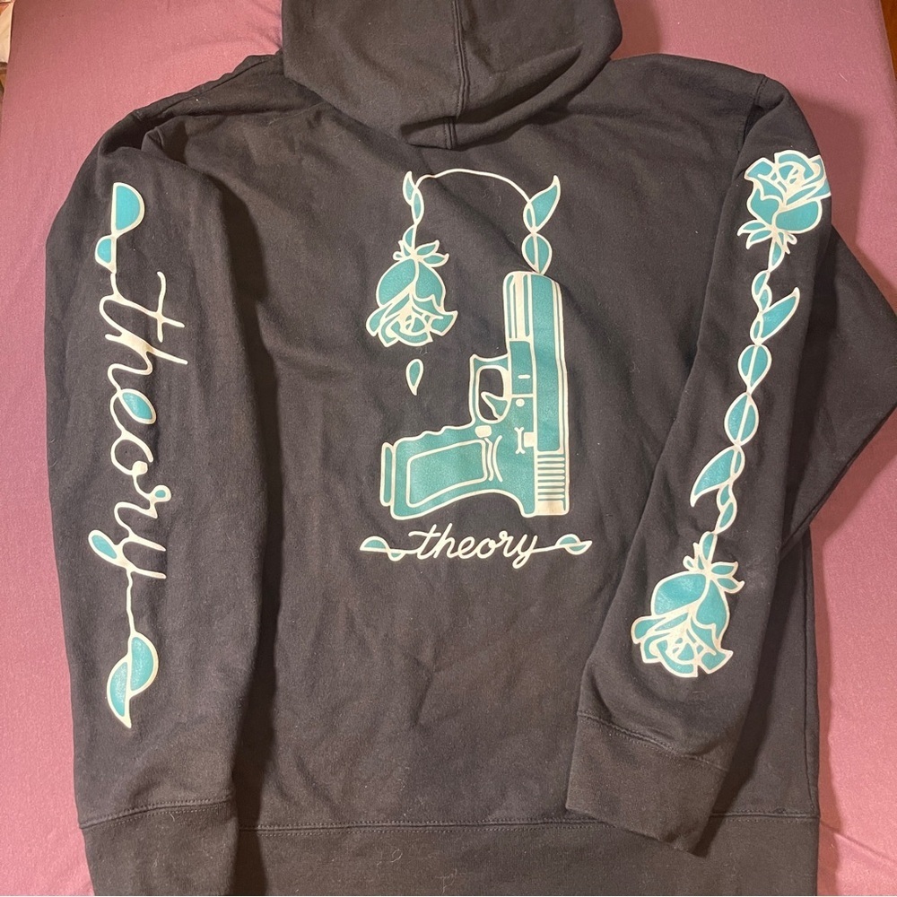 Unique Theory Skateboard Pullover Sweatshirt Black Blue design- Est Men's Medium